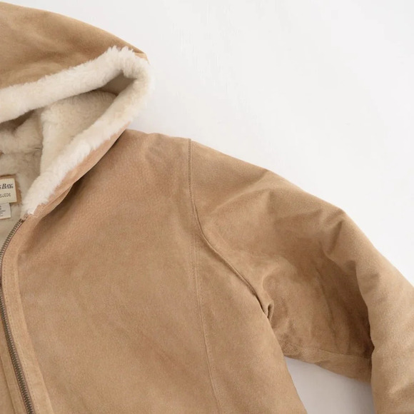 St. John Bay Beige Washable  Suede Aviator Jacket with Hood SM - Picture 11 of 16